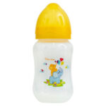 Пляшечка для годування з широким горлом та силіконовою соскою 1002 жовтий 250 мл