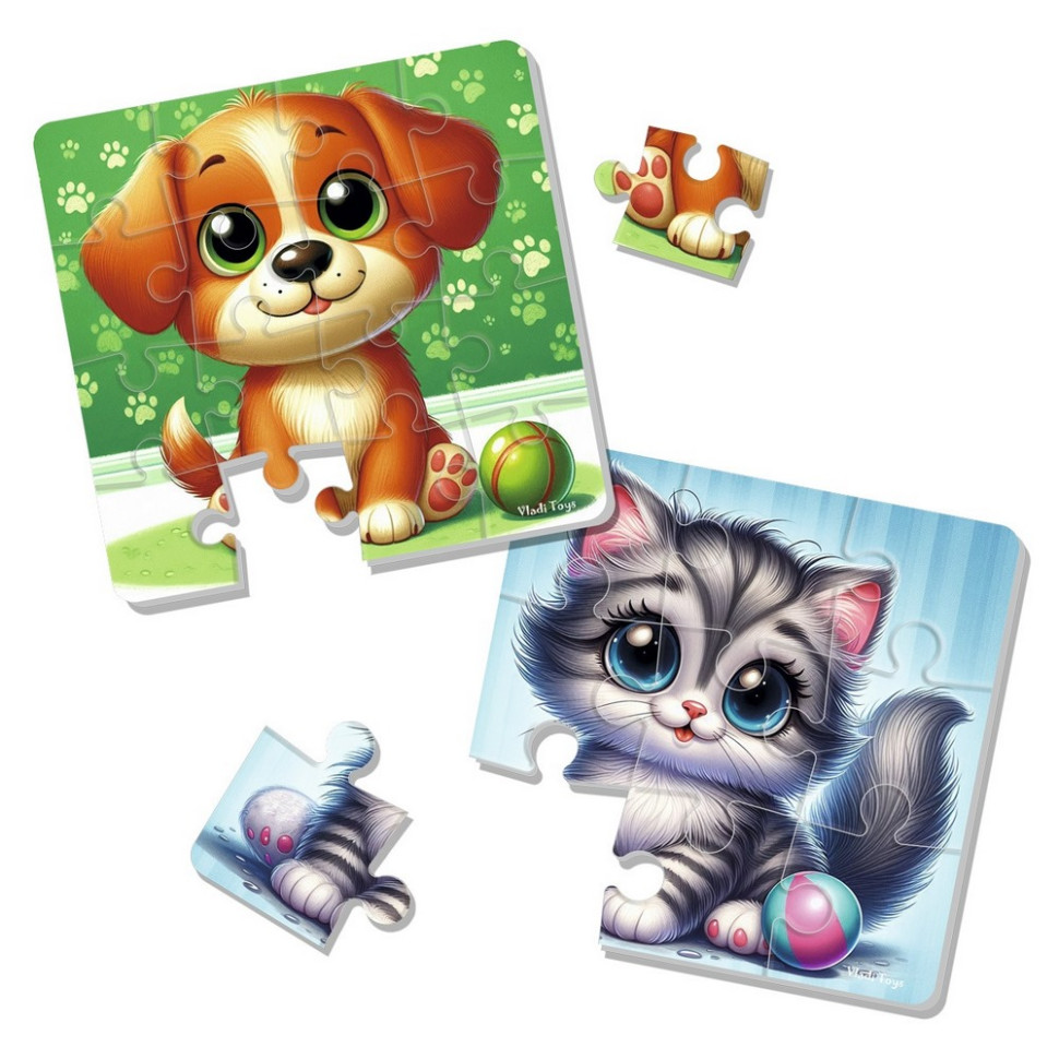 Дитячий м'який пазл "Котик та песик" VT1102-37, 25 елементів - Зображення 2