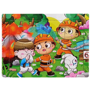 Дитячий дерев'яний пазл-вкладиш "Пожежники на роботі" MD 1343-16, 12 елементів 15 х 11 х 0,4 см