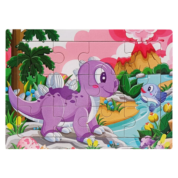 Дитячий дерев'яний пазл-вкладиш "Динозавр з рыбкою" MD 1354-3, 12 елементів 15 х 11 х 0,4 см