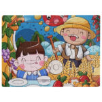 Дитячий дерев'яний пазл-вкладиш "На дачі у діда" MD 1354-1, 12 елементів 15 х 11 х 0,4 см