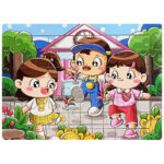 Дитячий дерев'яний пазл-вкладиш "Весела гра" MD 1354-4, 12 елементів 15 х 11 х 0,4 см