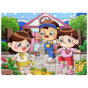 Дитячий дерев'яний пазл-вкладиш "Весела гра" MD 1354-4, 12 елементів 15 х 11 х 0,4 см