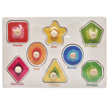 Дерев'яний пазл-вкладиш Геометричні фігури 53972-7 ручка-тримач, у плівці