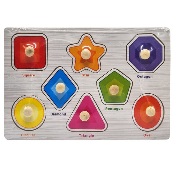Дерев'яний пазл-вкладиш Геометричні фігури 73239-2 назви англійською мовою