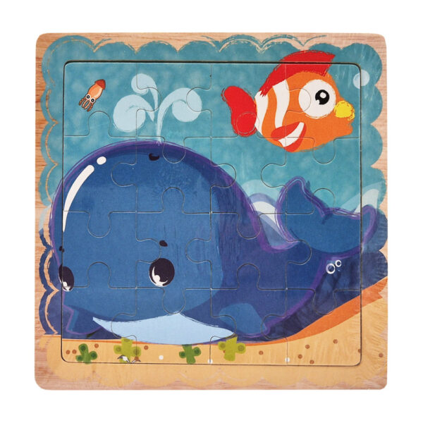 Дерев'яний пазл-вкладиш Кит та рибка 73260-1, 16 деталей