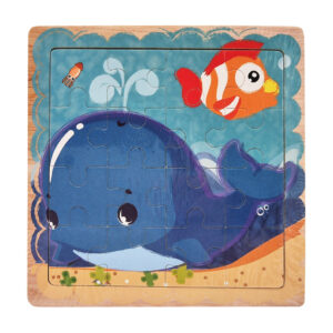 Дерев'яний пазл-вкладиш Рибка та кит 73260-17, 16 деталей