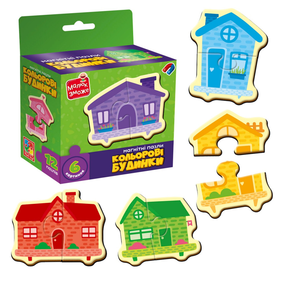 Дитячі магнітні пазли "Кольорові будинки" VT1733-03, 6 картинок - Зображення 2