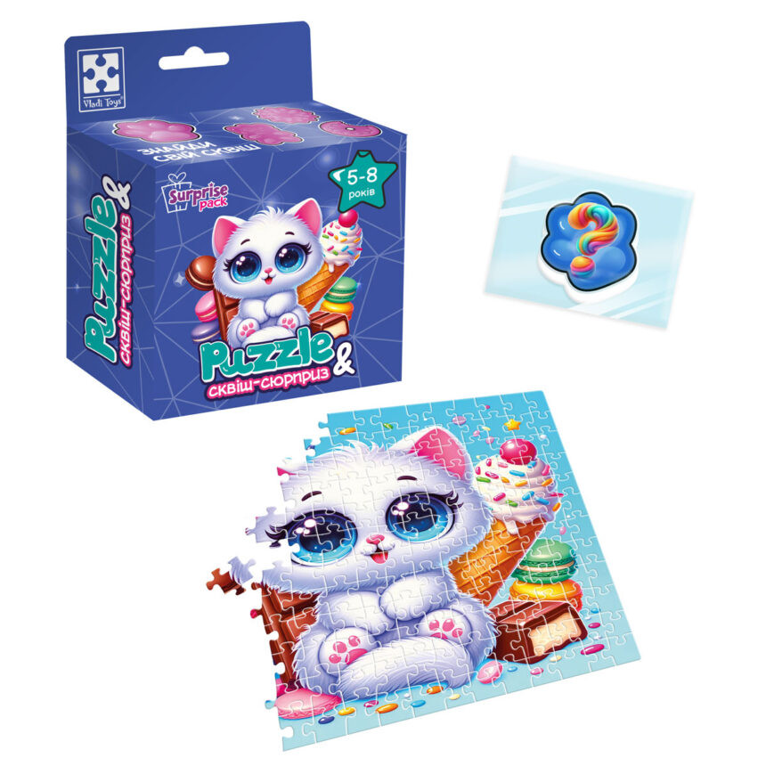 Дитячі пазли з сюрпризом "Біле кошенятко" VT 8030-03, 180 деталей - Зображення 2