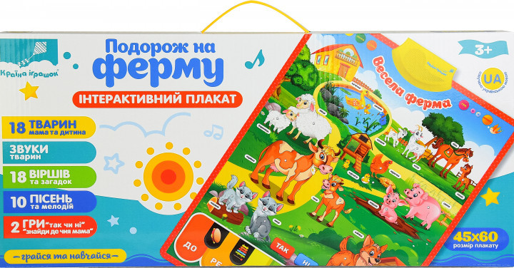 Дитячий розвиваючий плакат "Весела ферма" PL-719-25 укр. мовою - Зображення 4