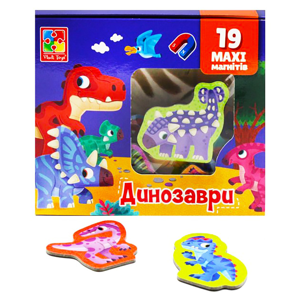 Набір магнітів MAXI "Динозаври" Vladi Toys VT3106-23, 19 шт - Зображення 2