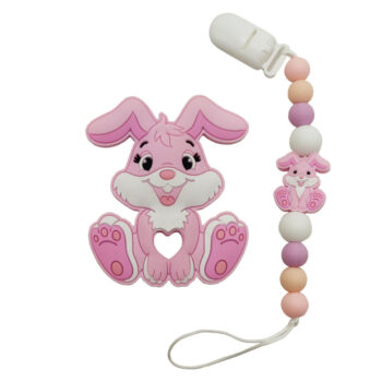 Прорізувач WD210921 Зайчик силіконове намисто  Рожевий