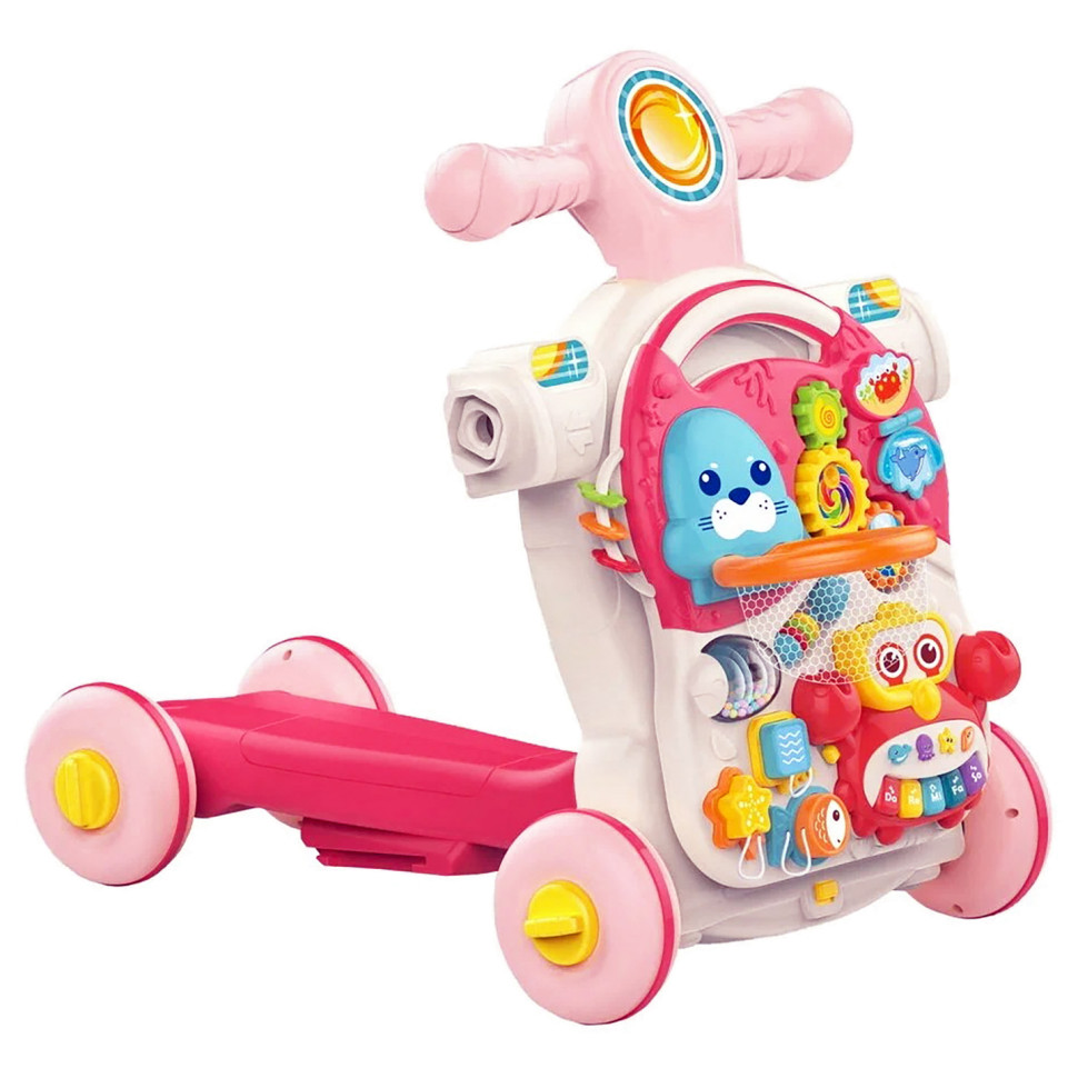 Дитячі ходунки-каталка "Перші кроки 4 в 1" HUANGER HE0827(Pink) музичні - Зображення 2
