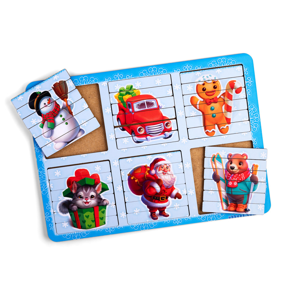 Розвиваючі пазли-палички "Новорічні" (ПСД229) PSD229 двосторонні