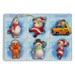 Розвиваючий пазл-вкладиш "Новорічний -1" (ПСФ013) PSF013, 6 картинок