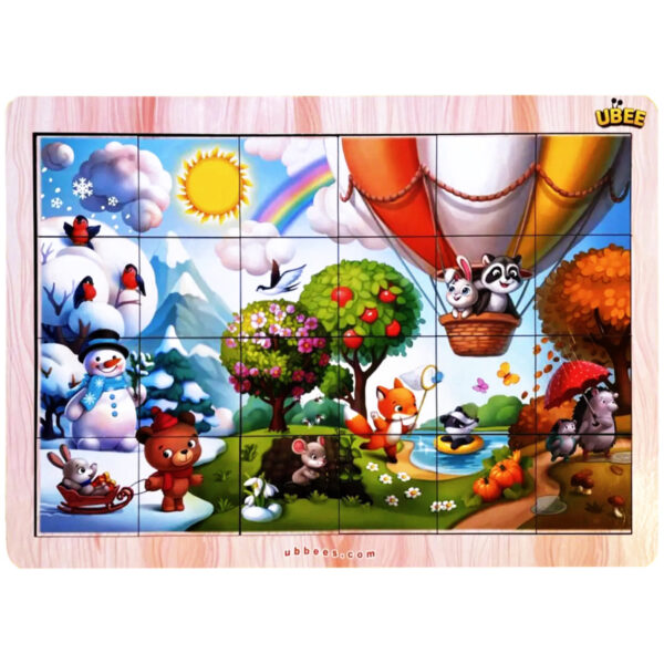 Настільний розвиваючий Пазл-вкладиш "Пори року" (ПСД241) PSD241 підказка-фон