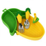 Силіконова тарілка з приладами "Кукурудза" MGZ-0124