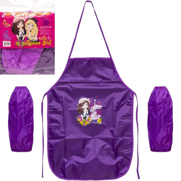 Фартух дитячий з нарукавниками для дівчаток CR5530(Violet) 54х37 см (91392)