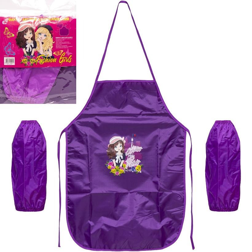Фартух дитячий з нарукавниками для дівчаток CR5530(Violet) 54х37 см (91392)